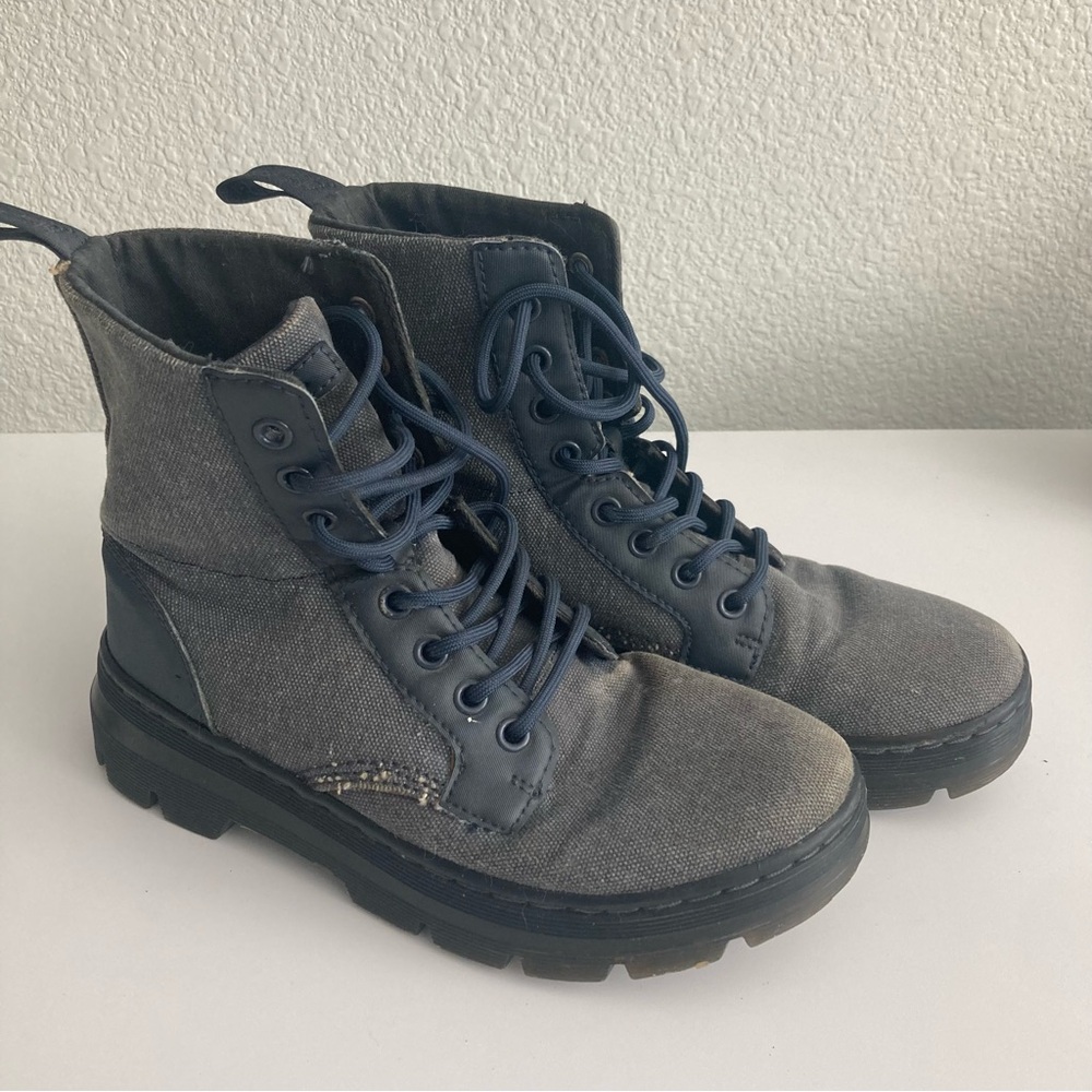 Dr. Martens - Combs Blue Canvas Combat Utility Lace Up Boots Size 6
